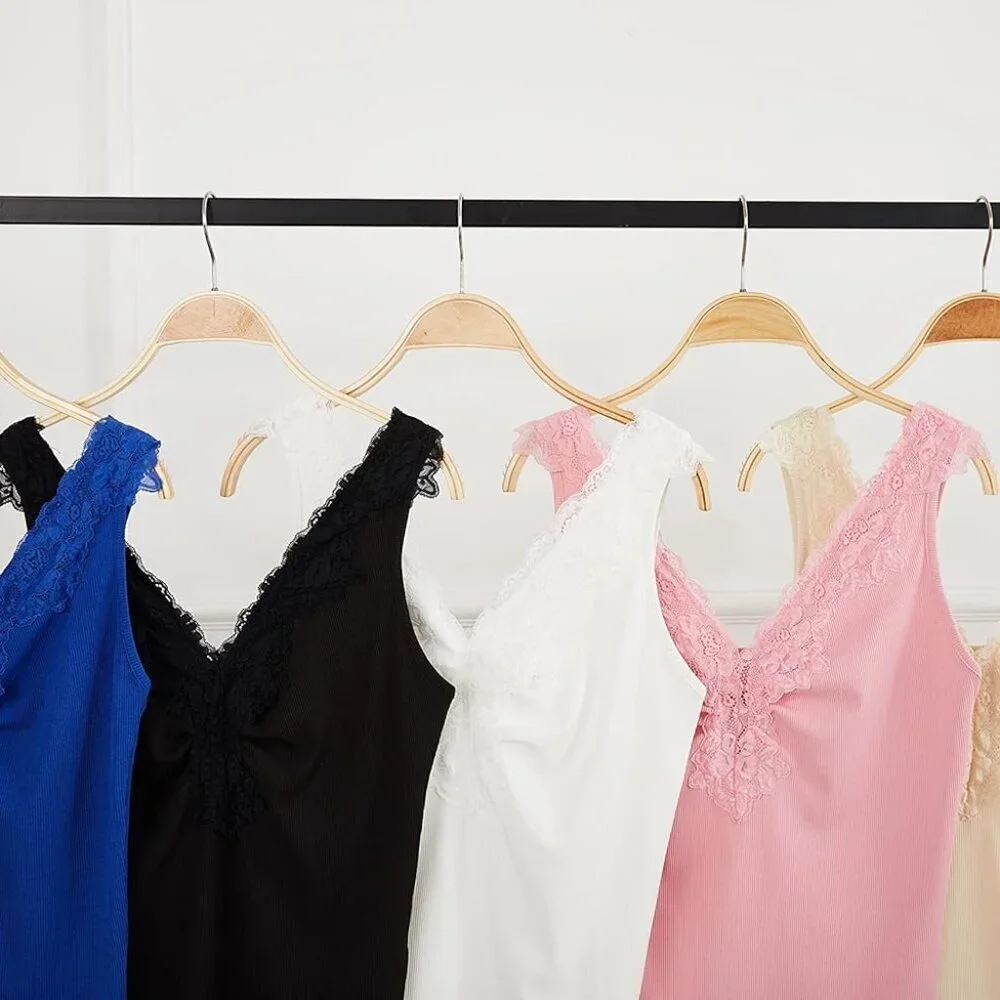 Womens Lace V Neck Tank Top Slim Fit Summer Camisole Lightweight - Picture 8 of 8